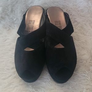 Rush Hour Express Black Open Toe Platform Shoes Size 6.5